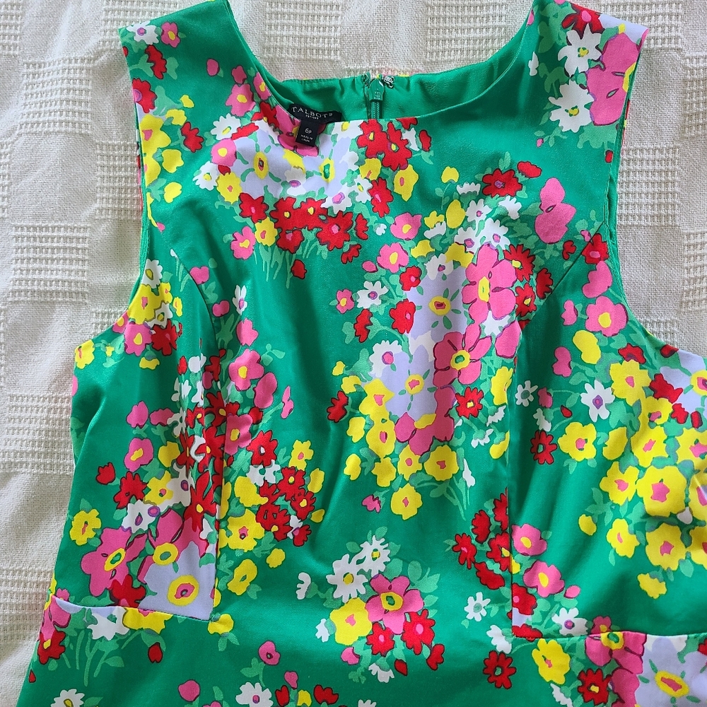 Talbots Floral Springtime Shift Dress 6P With Matching Cardigan - Picture 6 of 10